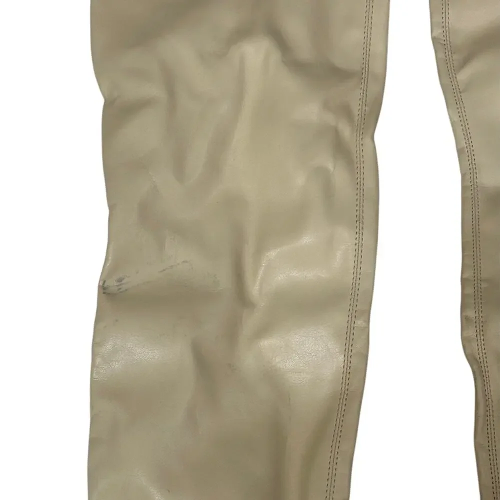 Schutz Boots Over the Knee Leather Guily Up Eggshell Cream New Shopworn